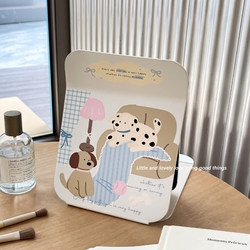 Cute Foldable Small Mirror, Makeup Mirror for Student Dormitory, Office Desktop, Tabletop, Standable, Portable Dressing Table