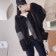 Korean style lazy patch patch design silhouette lamb wool loose short style small warm coat jacket winter