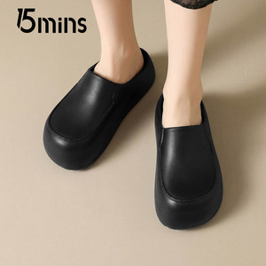 
15mins black Baotou slippers for women 2026 spring new thick-soled outer wear one-legged casual versatile half slippers