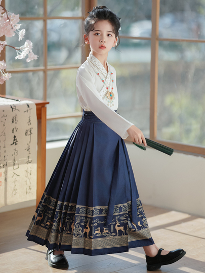 Kanoyixinlai 女の子 中国風 漢服 馬面スカート - 春/夏 伝統衣装