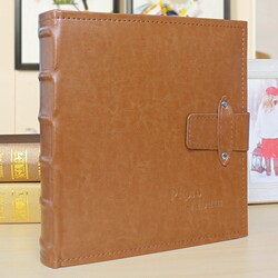 Leather-Covered 4D Large 6inch Photo Album, 6inch Laminated Pages, 200 Sheets, Gift for Business, Office, Family, Commemorative Album, Photo Album with White Paper Core