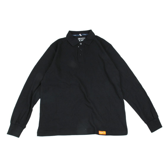 
60% cotton pique cotton solid color long-sleeved T-shirt foreign trade men's lapel loose casual dad style bottoming long sleeves