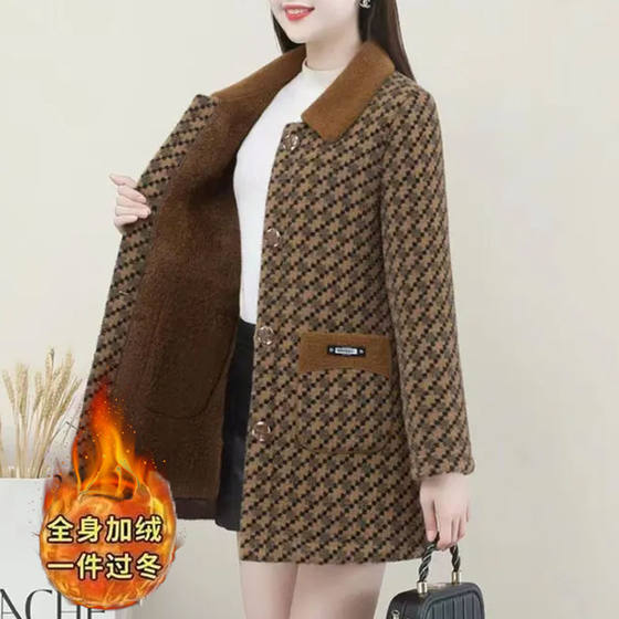 High-end mink vel mid-length jacket for women 2024 autumn and winter new style fashionable and fashionable gold mink thickened coat