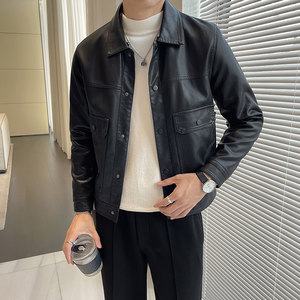 
Retro lychee leather jacket for men motorcycle handsome leather jacket for men new handsome design jacket Douchaoyin same style