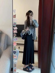 2026 New Korean Style Hollow-Out Knit Sweater Camisole Dress Spring and Summer Outfit with Outerwear Cover-Up Skirt Two-Piece Set