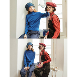 Eight Notes Of A Floating Life "rohmer's Color Palette" Retro Pure Cotton Solid Color Mid-high Collar Petal Collar Knitted Pullover Sweater