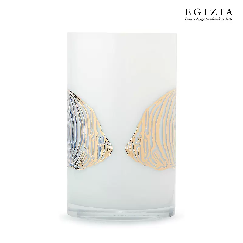 Egizia意大利进口人工吹制创意24K金热带鱼纹饰玻璃花瓶花器-Taobao