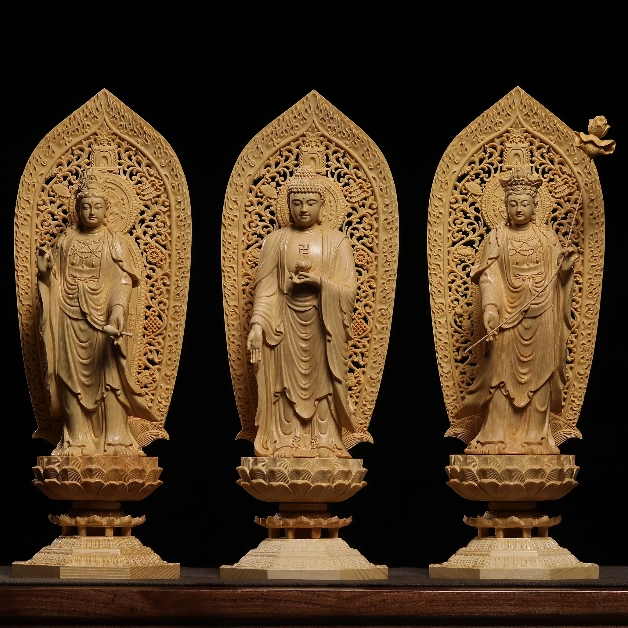 黃楊木手工關公擺件檜木雕武財神神像莆田木雕收藏品新中式家居裝飾木雕