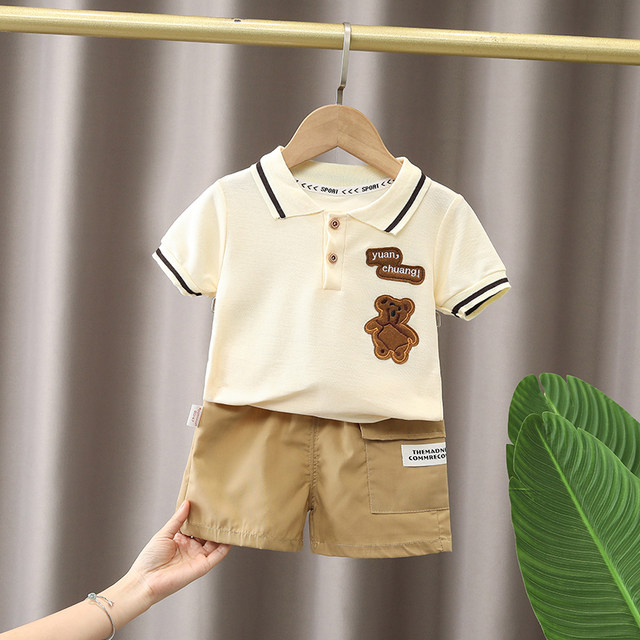 Boys summer suit 2024 new fashionable baby summer Internet celebrity ...