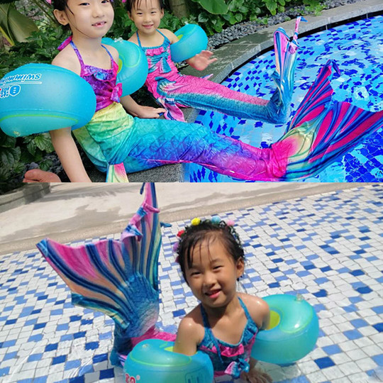 Costume Da Bagno Intero Bambina - Stampa Sirena, Senza Maniche, Per Spiaggia E Piscina