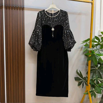 Elegant Heavy Duty Velvet Slimming Plus Size Women's Dress