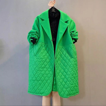 Diamond cotton mid-length suit collar cotton jacket