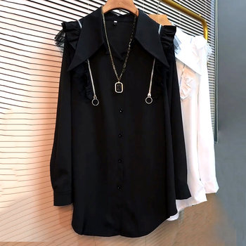 Workplace large loose lace shirt
