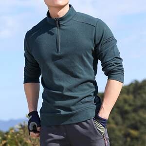 Outdoor sports thickened warm plush quick-drying men's long-sleeved men's T-shirt tops German velvet polar fleece fleece