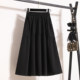 Pocket skirt 2025 summer black new skirt for women with high waist slim high-end versatile umbrella skirt mid-length