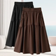 Pocket high waist A-line skirt mid-length spring and summer skirt for women 2025 new hot fashion high-end slim skirt
