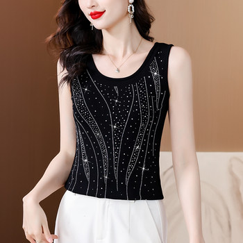 Black hot diamond vest small suspender for women in summer