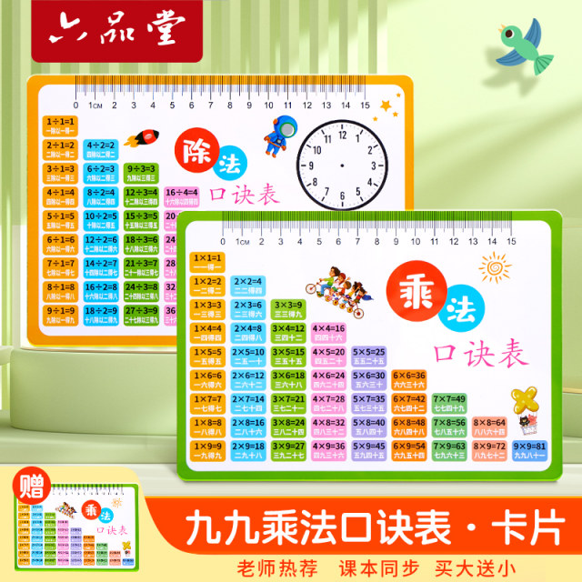 Multiplication table card for primary school students in second grade ...