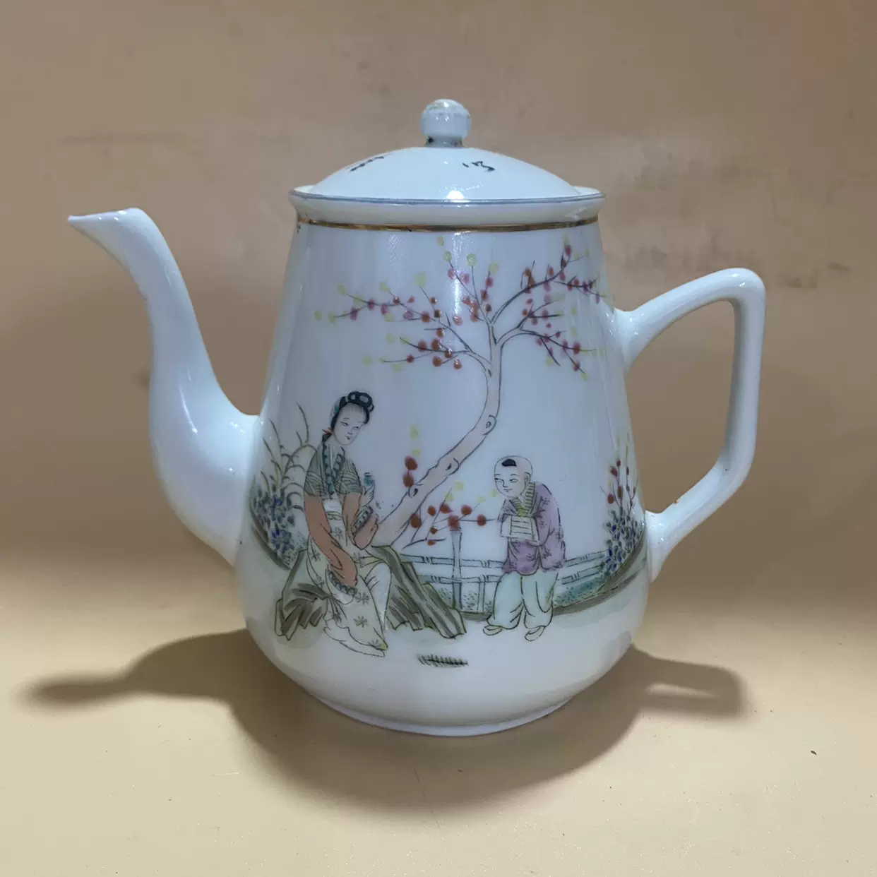 民国时期粉彩三娘教子茶壶古董古玩瓷器收藏摆件旧货老物件瓶包邮 