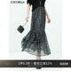 COCOBELLA temperament flowing printed large pleated floral skirt A-line long skirt HS117