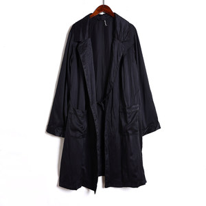 
2025 Spring and Autumn Women's Solid Color One Piece Lace Mid-Length Nightgown Warm Long Sleeve Simulated Silk Home Clothes