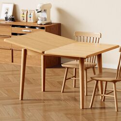Yangman Solid Wood Folding Dining Table for Small Apartments, Home Dining Table, Restaurant Extendable Chair, Modern Simple Rectangular Shape
