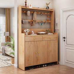 Wangkabe Solid Wood Shoe Cabinet, Integrated Entryway Cabinet, Large Capacity Wall-Mounted Partition Cabinet for Home Entrance, Multifunctional