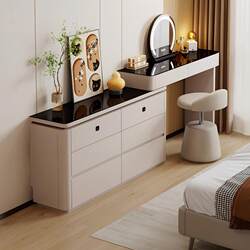 Meng Xiaoxiong Italian-Style Dressing Table and Drawer Cabinet Combo, Light Luxury High-End Bedroom Vanity Table, Smart Lockable Corner Bedside Cabinet