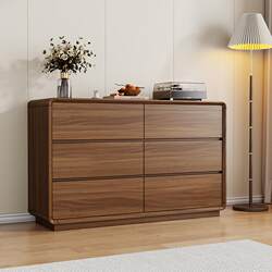 Yangman Solid Wood Chest of Drawers Walnut Color Drawer Cabinet Bedroom Bedside Storage Cabinet Modern Minimalist Chest of Drawers Living Room Storage Cabinet