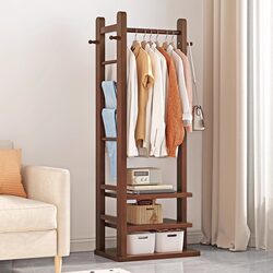Yangman Solid Wood Coat Rack, Floor-Standing Bedroom Trendy Clothes Rack, Small Indoor Standing Clothes Rack for Home Use