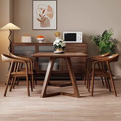 Wangkabe Chinese-Style Dining Table for Home Use, Solid Wood Dining Table, Walnut Wood Large Board Table, Rectangular Meeting Table, Coffee Shop Table