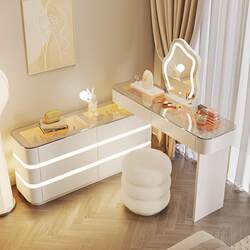 Wangkabe 2026 New Model Solid Wood Dressing Table Bedroom Modern Minimalist Cream Style End-Of-Bed Corner Vanity Table