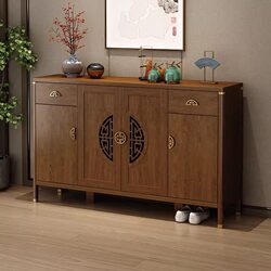 Yangman New Chinese Style Integrated Shoe Cabinet, Vintage Wood Color, Multifunctional Storage Cabinet for Home, Large Capacity at the Entrance