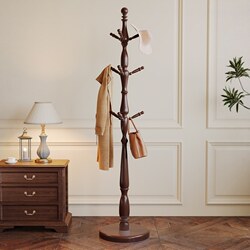 Meng Xiaoxiong Bedroom Floor-Standing Clothes Rack, All-Solid Wood Clothes Hanger, Home Living Room Coat Rack, Vertical Clothes Hanging Wardrobe