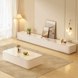 Aiyiou Tv Cabinet for Living Room, Modern Minimalist Light Luxury High-End Style, New Model Coffee Table and Tv Cabinet Set