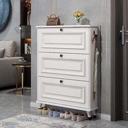 Yangman American-Style Ultra-Thin Flip-Top Shoe Cabinet for Home Entrance, 2026 New Popular Model, Integrated Solid Wood Cabinet for Entryway