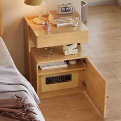 Naizhai Smart Bedside Table Safe Integrated Bedroom Bedside Small Storage Cabinet with Fingerprint Password Lock Safe
