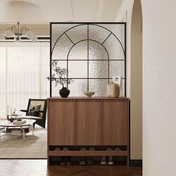 Bamboo-Style Vintage Skeleton-Line Entryway Cabinet, Shoe Cabinet Integrated with Entryway, Screen Partition Facing the Door, Storage Cabinet