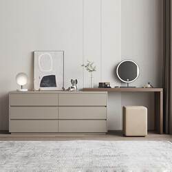 Meng Xiaoxiong Solid Wood Italian-Style Minimalist Dressing Table with Five Drawers, Integrated Bedroom Tv Cabinet, Makeup Table, and Bedside Storage Cabinet