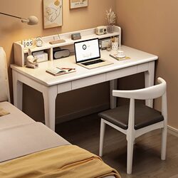 Meng Xiaoxiong Solid Wood Desk for Students, Home Use with Integrated Bookshelf, Writing Desk, Simple Computer Desk, Bedside Table