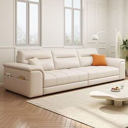 Aiyiou Italian-Style Light Luxury Tech Fabric Sofa for Living Room, Modern Minimalist Small Apartment Multi-Seater Straight-Row Sofa