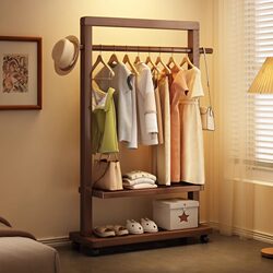 Yangman Floor-Standing Clothes Rack for Bedroom, Non-Solid Wood Clothing Storage Rack, Bedside Clothes Organizer