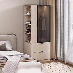 Yangman Solid Wood Bedside Storage Cabinet, Bedroom Bedside Table, Bookcase, Integrated Bed End Wardrobe, Storage Cabinet, Glass Wardrobe