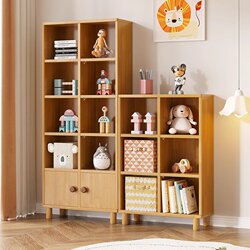 Yangman Solid Wood Children's Bookshelf Storage Cabinet, Floor-Standing Organizer Cabinet, Living Room Wall-Mounted Grid Cabinet, Freely Combinable