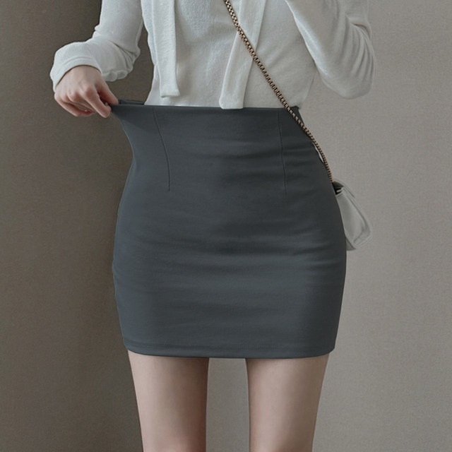 Gray hip-covered short skirt for women in spring and summer 2025 high waist slim tight sexy OL professional skirt elastic one-step skirt