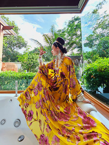 
I am Juliet Original Silk Gold Weaving Jacquard Velvet Beautiful High-waisted Retro European Style Heavy Industry Dress