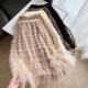 Mesh cake skirt for women 2022 autumn new sweet and elegant temperament multi-layer spliced ​​midi skirt skirt