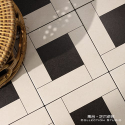 American-Style Retro Black and White Mosaic Tiles for Dining Room, Kitchen, Bathroom, Entrance, Finely Carved Glazed Tiles