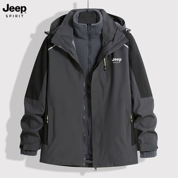 
JEEP SPIRT outdoor jacket three-in-one removable liner autumn and winter popular waterproof dad jacket for men and women