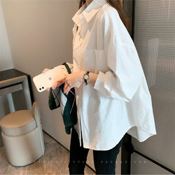 Spring and Autumn Casual White Shirt for Women, Autumn Design, Niche Top, Pure Cotton White Shirt, Large Size, Loose, Lazy, High-End